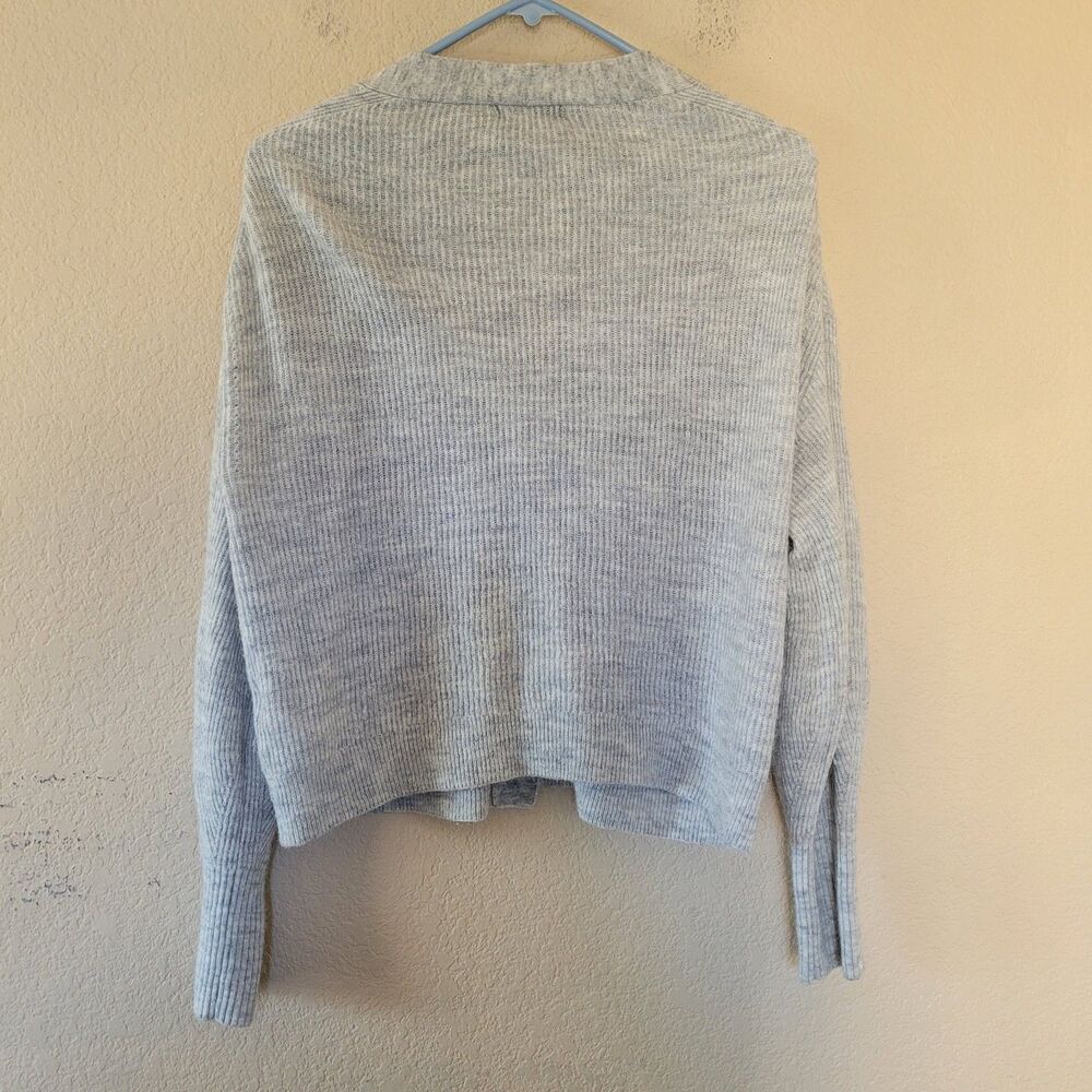 Quince Womens Baby Alpaca-Wool Cropped Gray Cardigan Size Large Button Ribbed - Picture 5 of 5